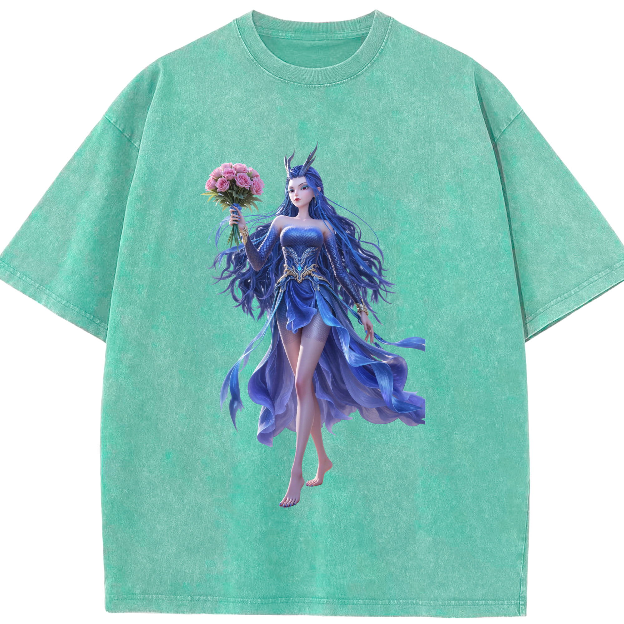 （画像用） Ne Zha 2 ナタ 魔童の大暴れ 綿100% ヴィンテージ風 半袖Tシャツ（フロントプリント）